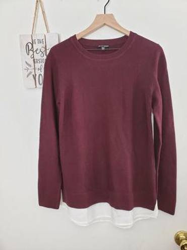 Hilary Radley Women's  2fer Heather Wine Size Medium Sweater 