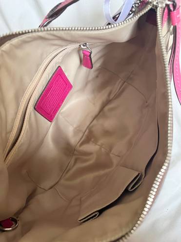 Coach Vintage  boho bag in signature canvas & pink leather