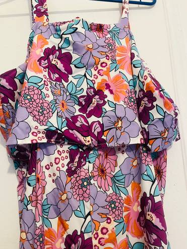 Floral Print Jumpsuit Purple Size XL