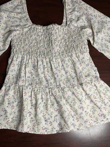 Paper Crane Smocked Floral Blouse- X-Small