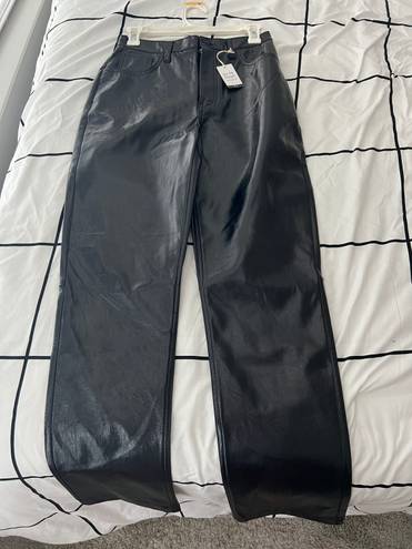 Abercrombie & Fitch 90s Straight Ultra Hire Rise Leather Pants 