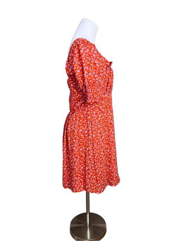 Trixxi Clothing Company Orange Smocked Floral Square Neck Empire Dress sz Medium