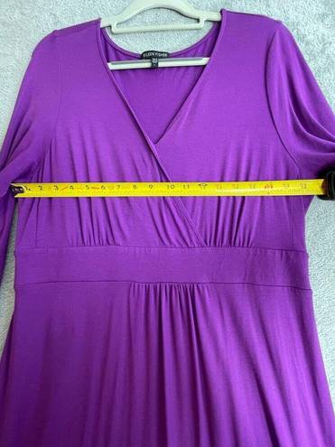 Eileen Fisher  Fuchsia Purple Faux Wrap Jersey Knit Midi Dress Large