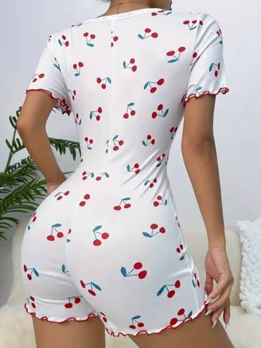 Boutique White, Cherry, Buttoned, Pajama Romper