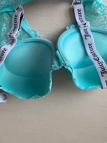 Juicy Couture NWOT  mint teal lace push up bra logo straps