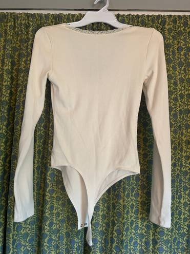 American Eagle Cream Colored Lace Thong Bodysuit Size S