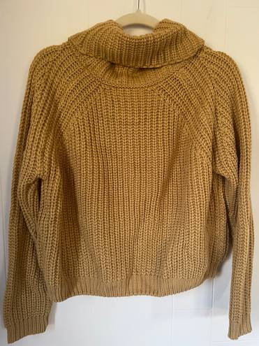 Moon & Madison cropped cowlneck knit sweater mustard yellow women’s sz Medium