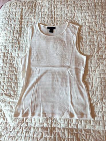 Karen Scott White Ribbed Sleeveless Tank Top Size Large