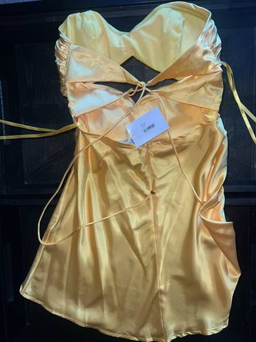 Yellow Strapless Dress Size L