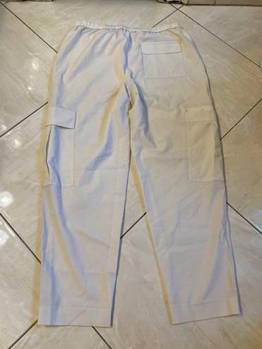 Theory Linen Cargo Pants Size M Cream White