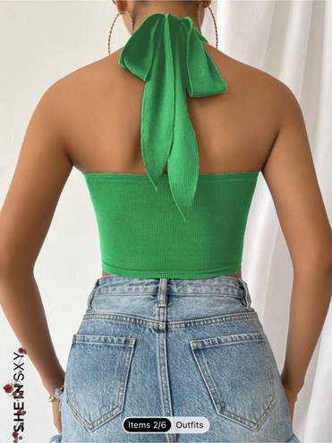 SheIn Green Cross Top