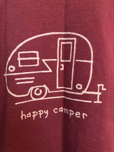 Life is Good “Happy Camper” Long Sleeve Burgundy Tshirt Size L