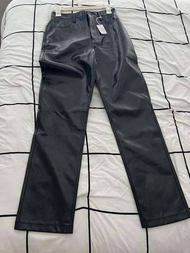 Abercrombie & Fitch 90s Straight Ultra Hire Rise Leather Pants 