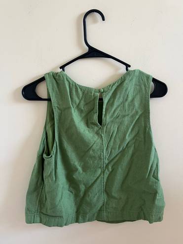 Abercrombie & Fitch Women’s  Green Linen-Blend High-Neck Sleeveless Top