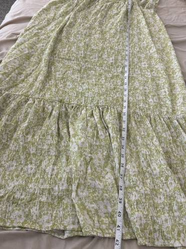 Rails Skylar Revolve Dress Green Posies Cotton Gauze Midi Ruffle Linen Dress size XS cottage