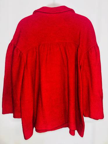 Dress Barn  Women’s XL Red Boiled Wool Short Swing Jacket • Single Button Closure