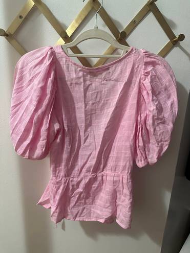 Urban Outfitters Pink Puff Sleeve Tie Top