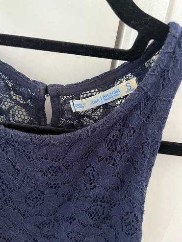 Bershka Navy Blue Lace Sleeveless Top