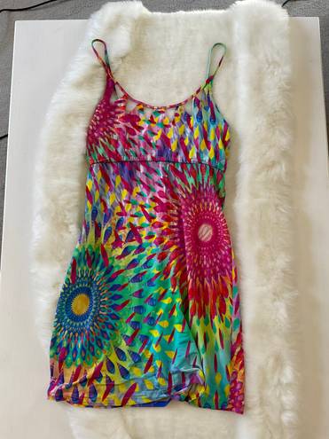 Luli Fama Rainbow Printed Mini Dress