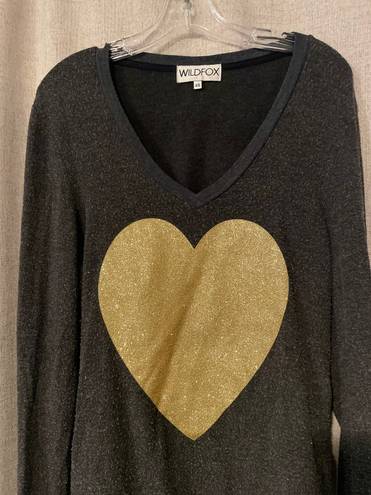 Wildfox | Gold Heart Faded Jumper Sweatshirt | XS