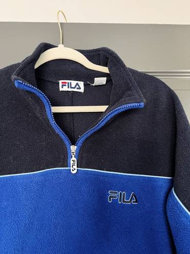 FILA blue black quarter zip pullover fleece sweater size M