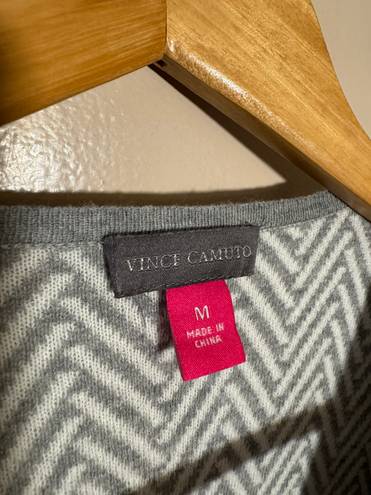 Vince Camuto Gray  Herringbone Waterfall Sweater Size M Like New