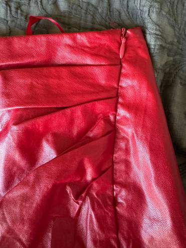 Pitaya Red Leather Mini Skirt