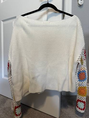 Crochet Sweater White Size M