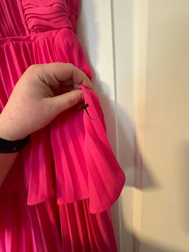 Lulus cascading crush hot pink tiered bustier midi dress