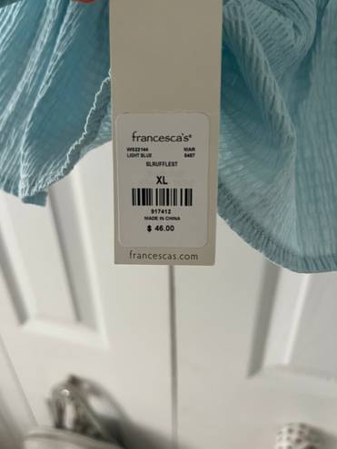 Francesca's NWT Francesca’s Blue Simone Ruffle Top