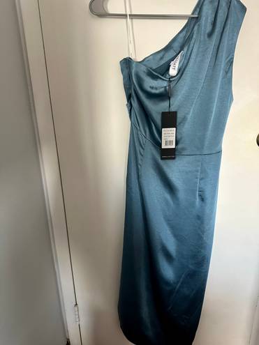 Elliatt Cocktail Dress Blue One Shoulder Ruched NWT