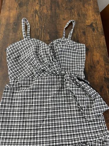 Parker Black & White Gingham Print Dress