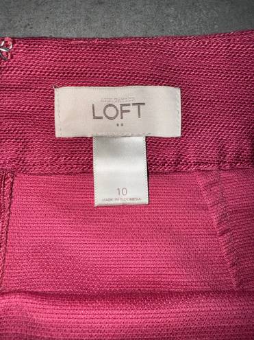 The Loft NWOT Skirt Mini Berry Pink Short Woven Cotton Blend Scalloped Hem - Size 10