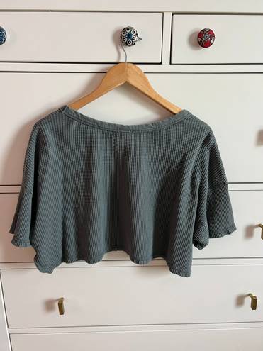 Aerie Waffle Knit Cropped Shirt