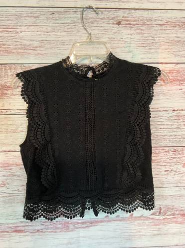 Sim & Sam Top Black Lace Ruffles Large