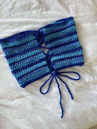 Handmade Crochet Twist Tube Top Blue