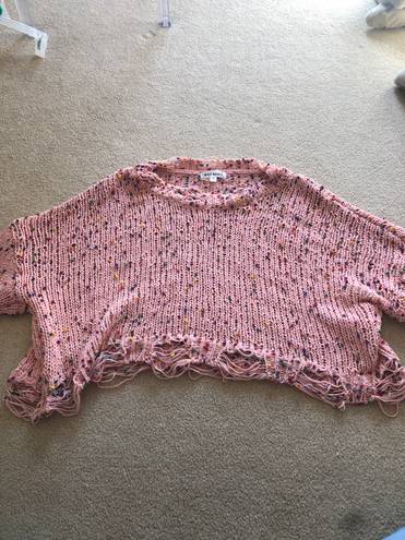 Wild Honey Pink Sweater With Rainbow Puffs