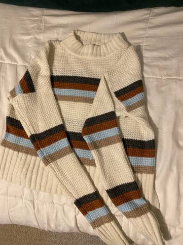 SO Striped White And Multicolor Sweater