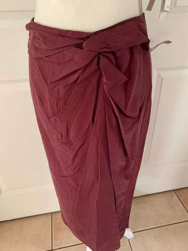 Rag and Bone  Amber twist-front silk crepe de chine midi skirt