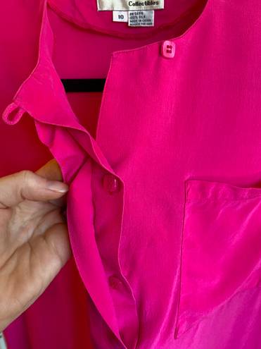 Oscar de la Renta Vintage Oscar de le Renta 100% silk hot pink blouse, size 10