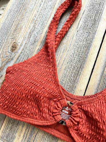 Cabana Del Sol  Smocked Terracotta Orange Bikini Top size M Medium Padded