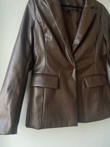 Peppermayo 90's Starlett Blazer Jacket in Chocolate Faux Leather