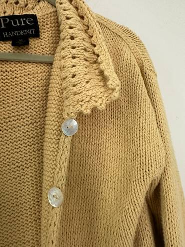 Knit Crochet Jacket Tan Size L