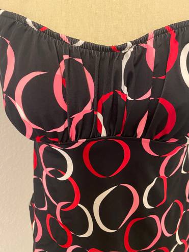 Caribbean Joe Red, Pink, and White Circle Tank Swimsuit Tap