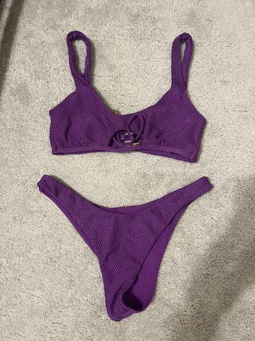 Luli Fama Purple Ocean Scoop Neck cut out top and bottom bathing suit set by -new