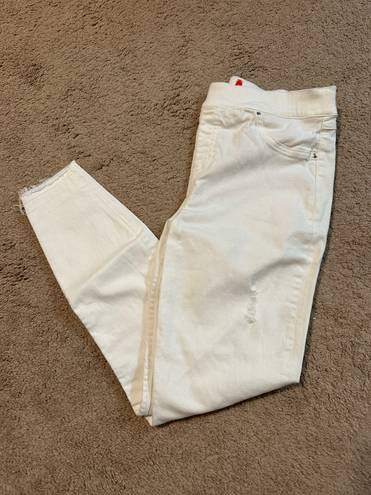 Spanx White Distressed Skinny Jeans