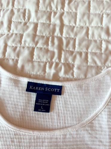 Karen Scott White Ribbed Sleeveless Tank Top Size Large