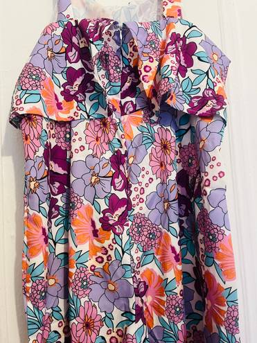 Floral Print Jumpsuit Purple Size XL