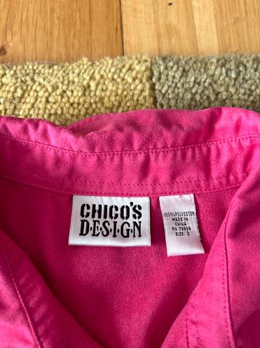 Chico's Chico’s Design Barbie Pink Faux Suede Button Down Shirt Lightweight Shacket 3