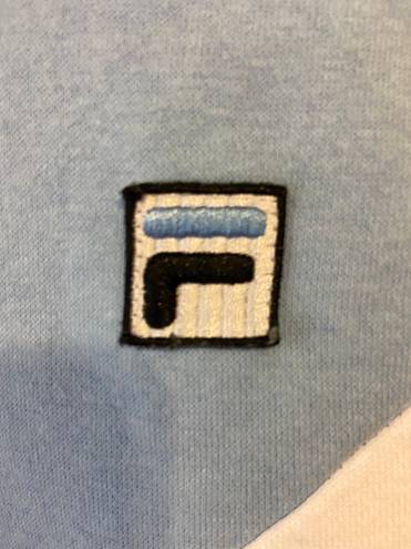 FILA athleisure quarter zip pullover pastel blue black and white